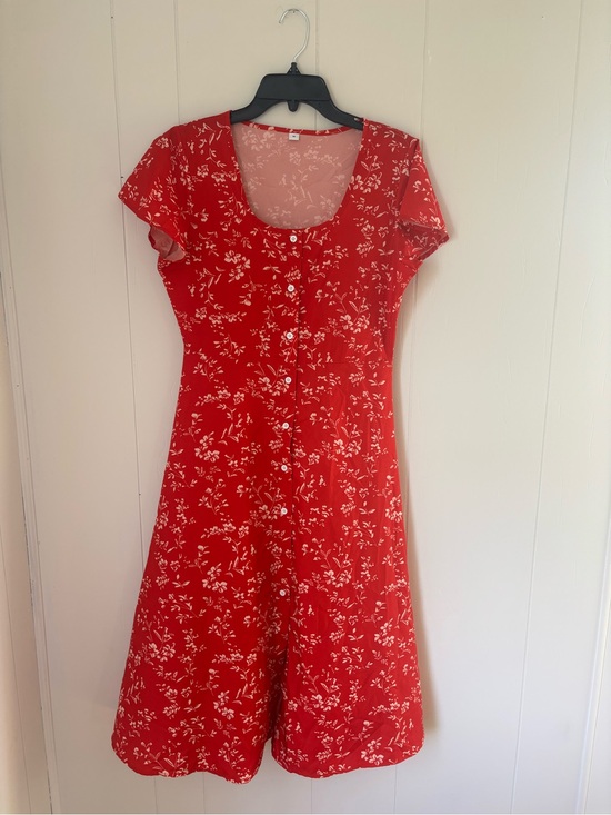 Dresses & Skirts - Red Floral Button-Front Women’s Dress